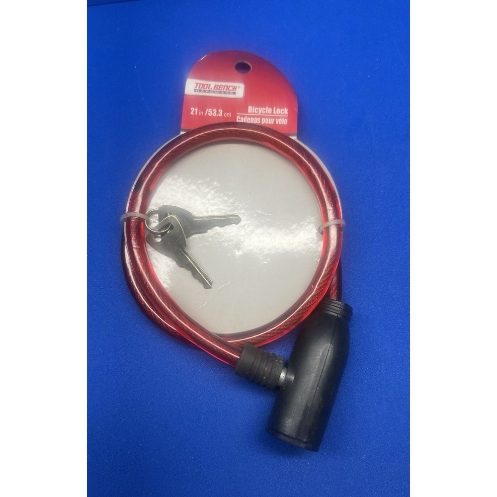 Bike - Tool Bench 21"‎ Red Bicycle Lock With Key Brand New